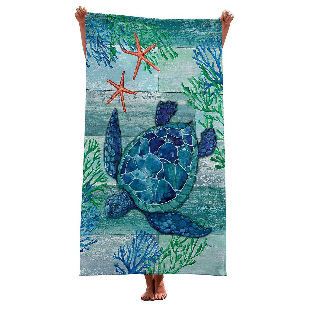 Toalla de Playa Tortuga Marina Microfibra Animal Marino Toalla de Baño Temática Náutica Toallas de Secado Rápido para Niños Adultos Natación Deportes Viajes