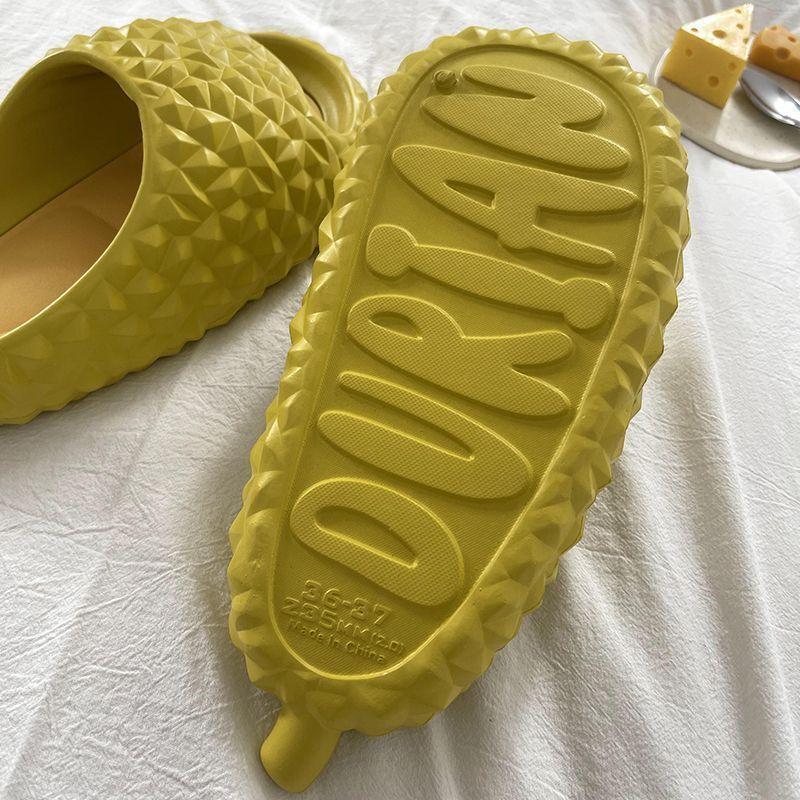Ins Durian Thick-soled Slippers Women's New Summer Wear Non-slip Indoor Home Soft Bottom Cool Slippers Men