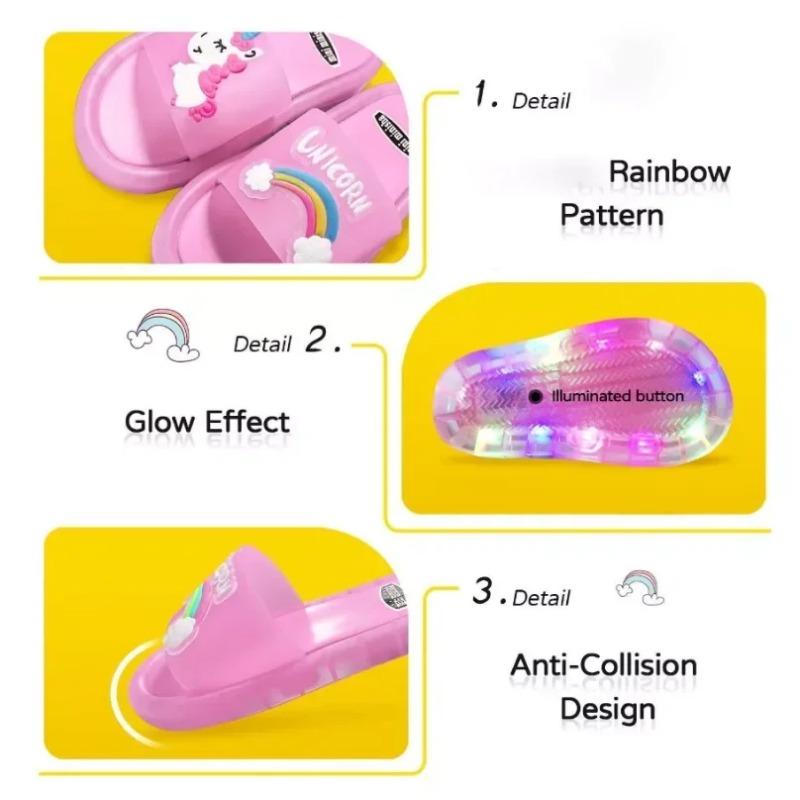 Pantofole per bambini, ragazzi, ragazze, cartoni animati, unicorno, animali, stampe, scarpe, illuminate, alla moda, scarpe carine, bagno, pantofole per bambini