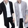 Men Cloak Trench Windbreaker Large Neckline Solid Color Cardigan Slim Mid-length Draping Overcoat Outwear Streetwear