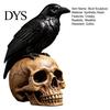 Creepy Gothic Accents Halloween Skull Figurine, Realistic Human Head Statue, Crow on Statue Sculpture for Home Tabletop Mantel Decor Decorations