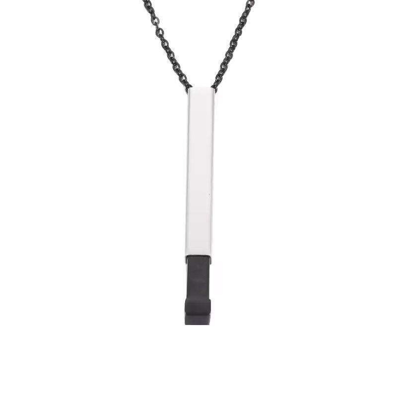 NEWNORTH Custom Name Necklace Stainless Steel Jewelry Laser Engraved Custom Name Retractable Hidden Pendant Bar Necklace for Men