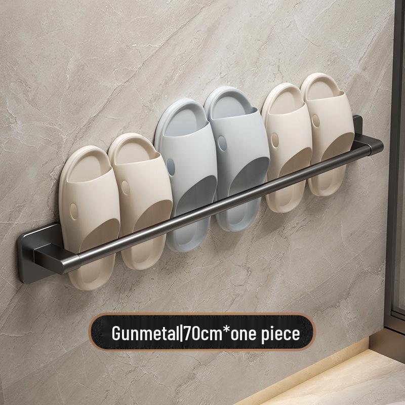 Punch-Free Wall-Mounted Bathroom Slipper Rack and Draining Storage Hanger