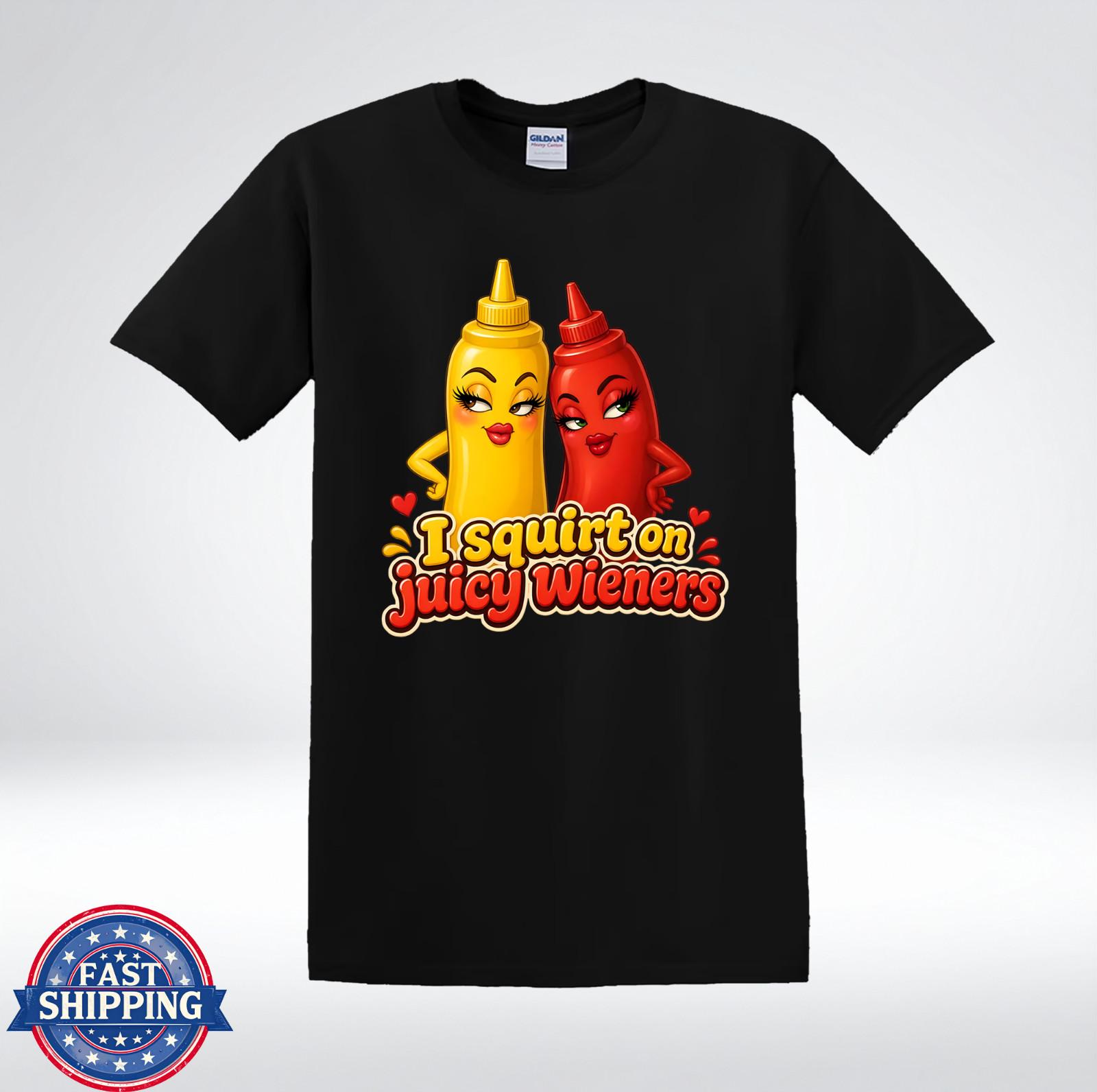 Funny Hot Dog Lover I Squirt On Juicy Wieners Graphic T-Shirt XL