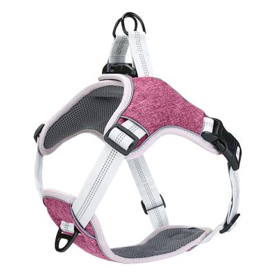 Reflective Dog Harness Breathable Oxford Cloth Adjustable Pet Dog Vest Harness with Hook and Loop and Buckle Purple M