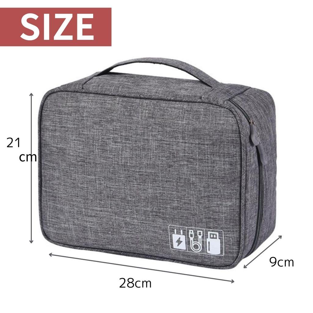 RERACO Gadget Large Power Supply Laptop PC Lightweight Pouch, Capacity, Waterproof, Storage, Peripherals, 3-Layer Design, Charger, Cable, Bag, Travel,