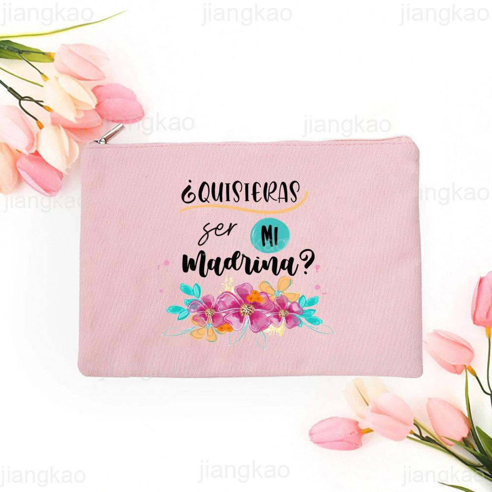 Best Godmother In World Print Make Up Bag Women Travel Neceser Cosmetic Bag Travel Toiletry Organizer Zipper Pouch Madrina Gifts
