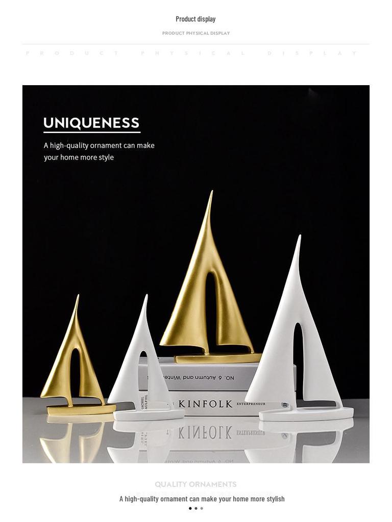 Nordic Minimalist Sailboat Resin Ornament for Home or Office Decor