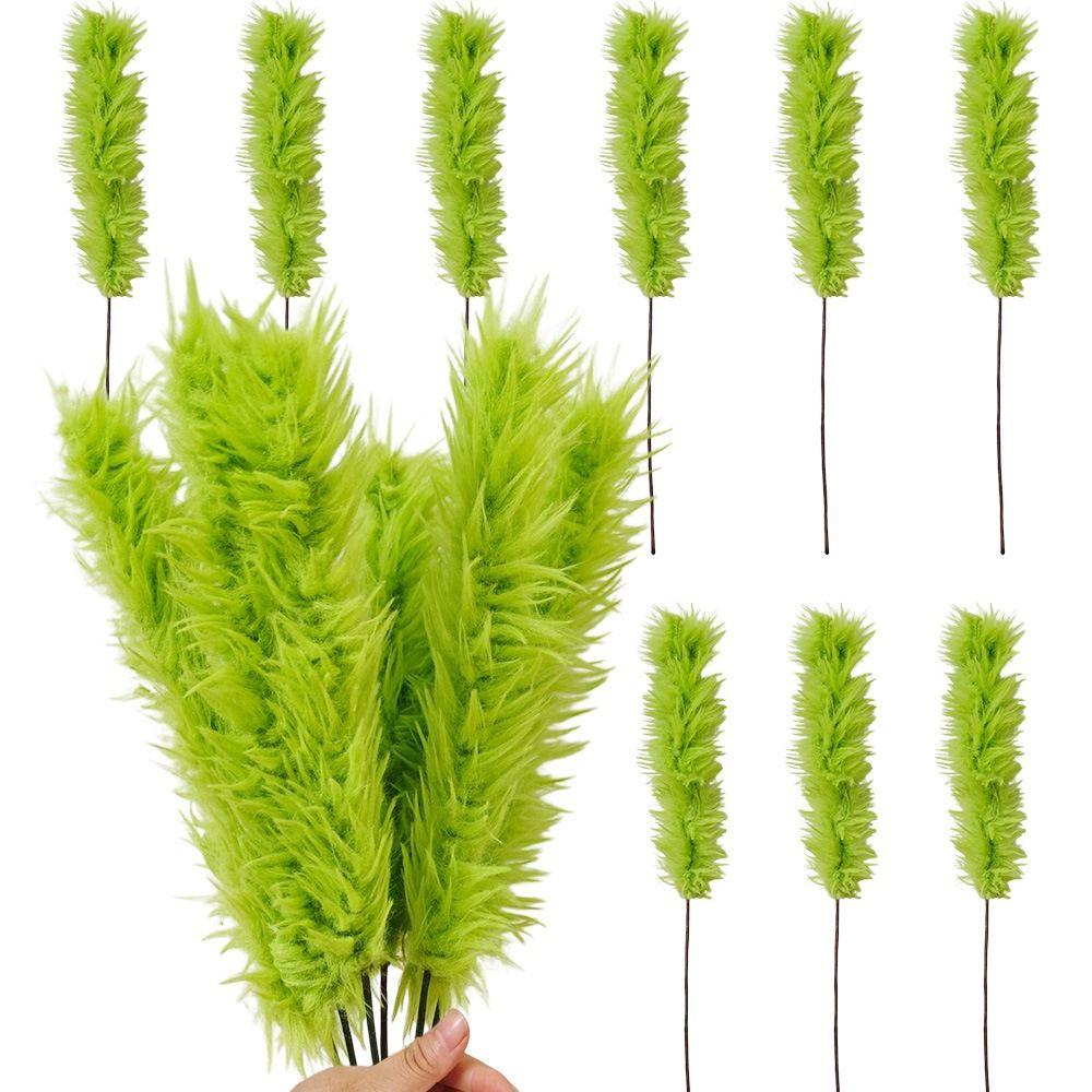 10pcs Artificial Fluffy Green Curling Rod Decoration Simulation Green Plants  Home Indoor Outside