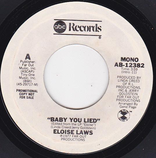 

7-дюймовая пластинка ELOISE LAWS - Baby You Lied AB12382PROMO ABC Records 1977 Канада Соул/Фанк Б/У