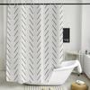 Boho Chic Black & White Striped Shower Curtain – Waterproof Polyester with Hooks, Machine Washable Bath Decor