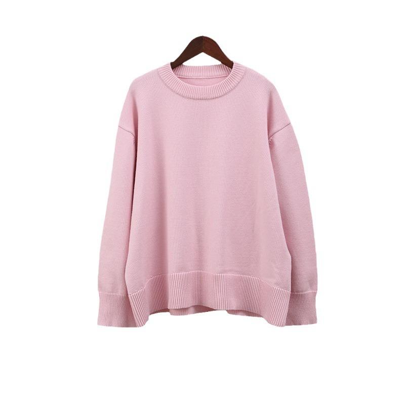 European and American style year winter new pink sweet round neck pullover lazy sweater