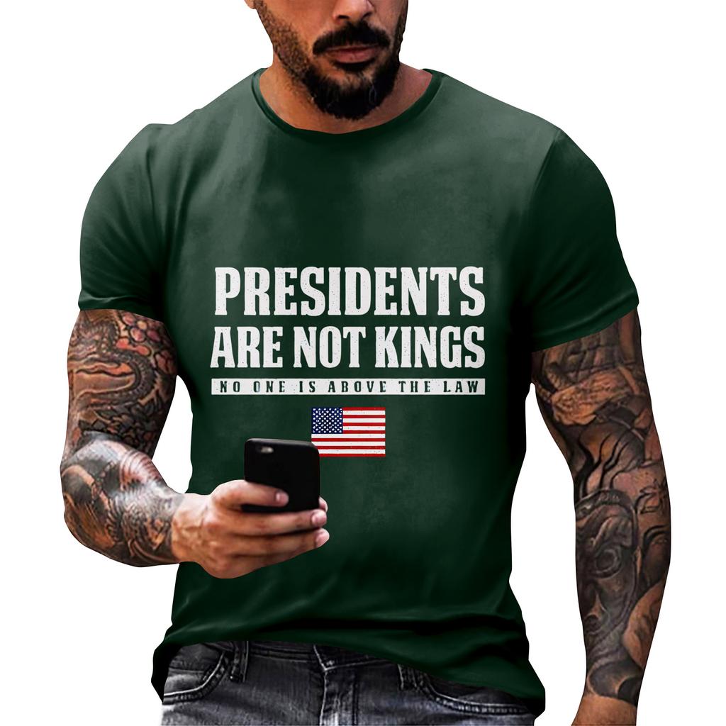 Men's  Neck Short-Sleeve T-Shirt With American Political Print