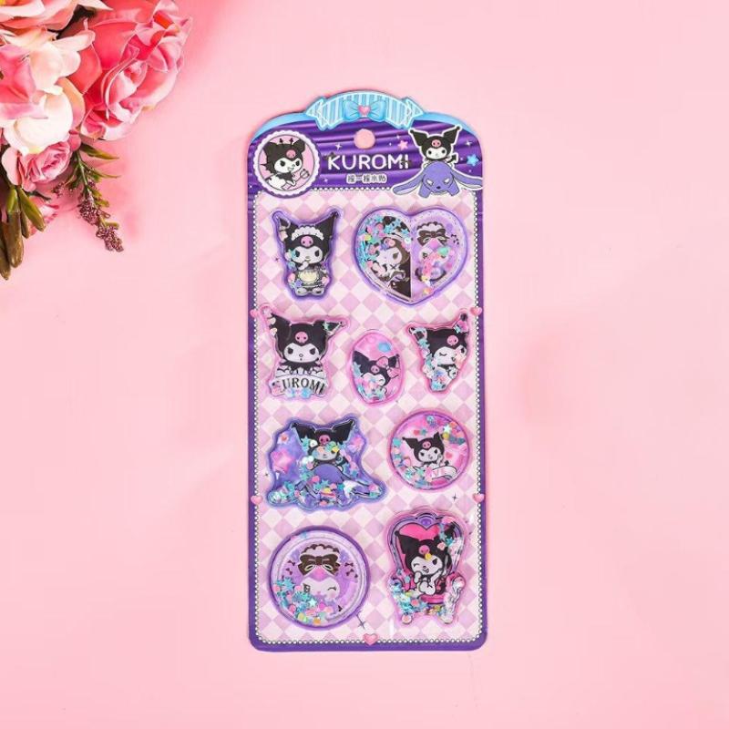 Sanrio Cartoon 3D Shake Water Stickers Black Beautiful Melody Home Stickers Decoration Laptop Stickers Phone Cases Toys