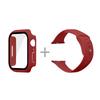 For Apple Watch Series 7 45mm Soft Silicone Watch Band+Hard PC Watch Cover with Tempered Glass Film,Size M/L