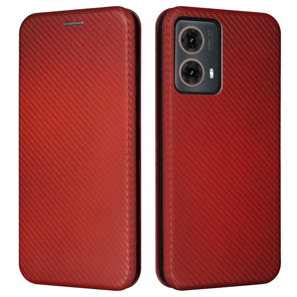 For Motorola Moto G85 5G Case Card Holder Leather Carbon Fiber Texture Phone Cover