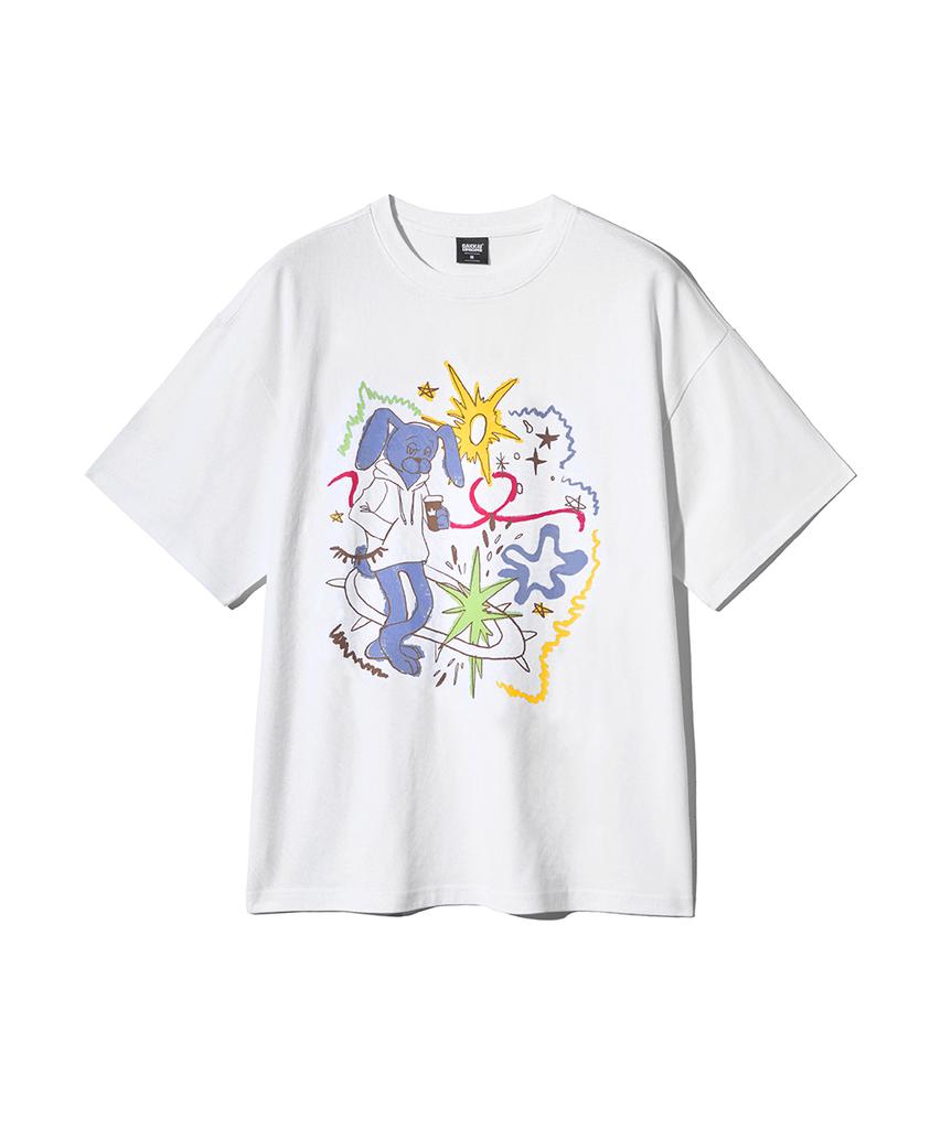 GAKKAI UNIONS Bunny Drawing Short Sleeve T-Shirt White