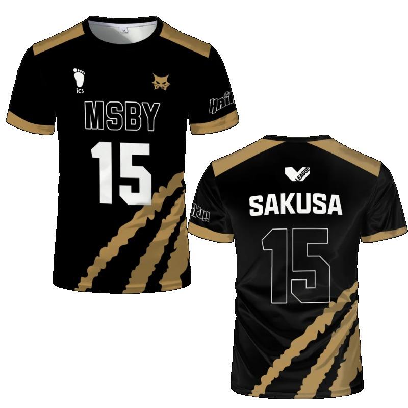 Letnia Koszulka Hinata Shoyo Czarny Szakal Koszykówka T-shirt Haikyuu MSBY Koszulka T-shirt Sporty Uliczne Oversize Top