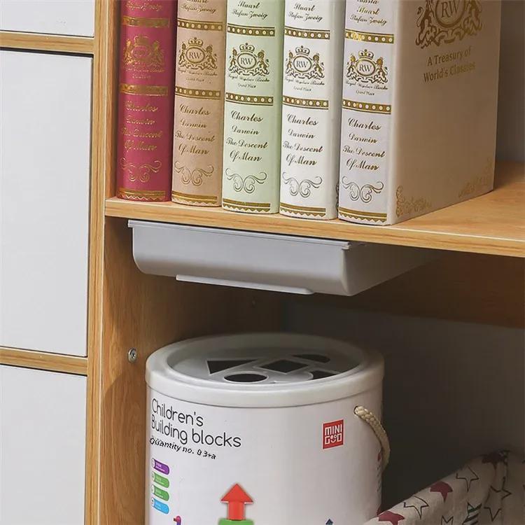 Under-Table Hidden Drawer: Dustproof Sticky Plastic Pull-Out Storage Box for Desktop Sundries