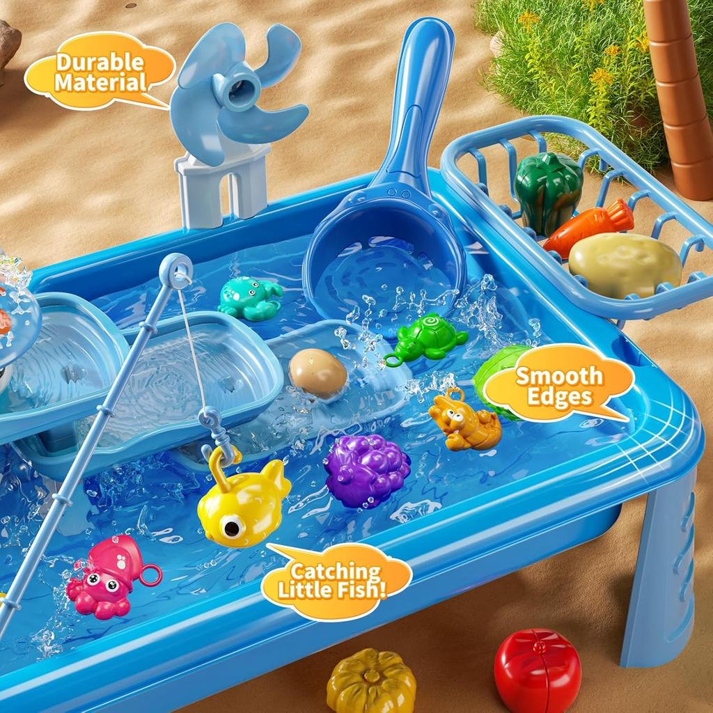 Wassertisch Spielspüle Spielzeug für Kinder Außenküche mit fließendem Wasser Angelspiele Kleinkind Wasserspieltisch Strand Outdoor-Spielzeug