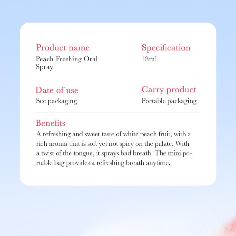 Oral Spray 18mlSADOER Mint Peach Lemon Fresh Breath Spray
