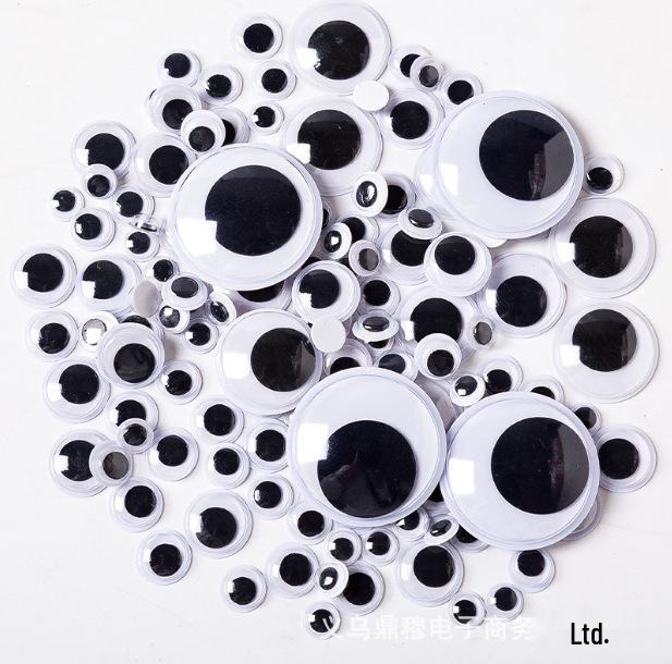 DIY Cartoon Animal Eyes: Multi-Size Black & White Adhesive Doll Accessories 4mm, 500 pieces