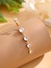 Gold Stainless Steel Long Dangle Flower CZ Belly Button Ring for Women