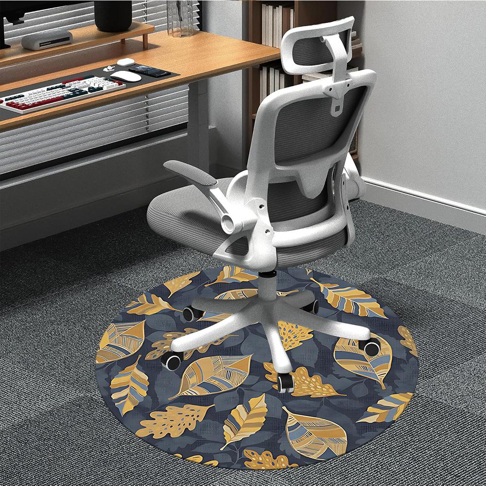 1pc Autumn Leaves Office Round Area Rug, Indoor Mat Suitable ForOffice, Under Office Chairs Bedroom Living Room Home Decor, Room Decot076