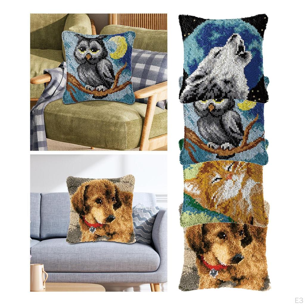 DIY Cushion Cover Crochet Cute Sewing Thread Tool Festival Gift Handmade Latch Hook Craft