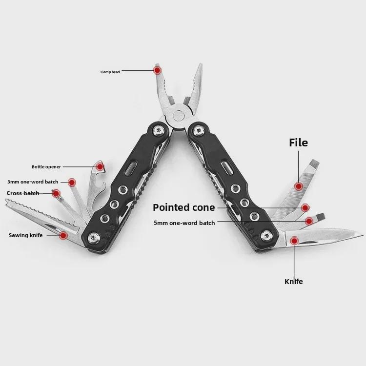 Stainless Steel Multi-Function Folding Pliers with Knife - Outdoor Portable Self-Defense Tool
