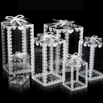 10 cajas de embalaje de PVC de varios tamaños, transparentes, para dulces, suministros para fiestas de cumpleaños.