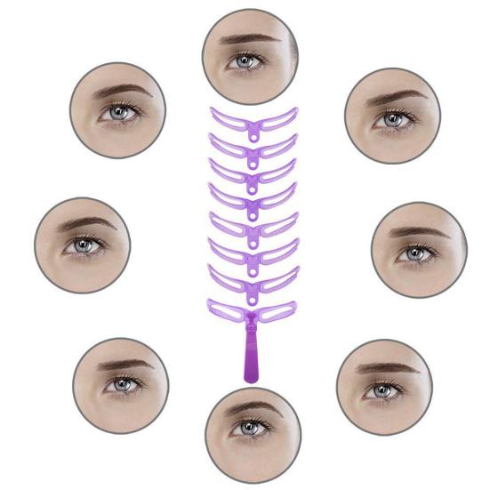 8Pcs Eyebrow Stencils Brow Rulers Professional Grooming Drawing Card Guides