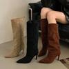 Fashion Concise Fashion Knee-High Women Boots Thin Heels Shoes Female Winter Pointed Toe Long Booties Zapatos De Muje