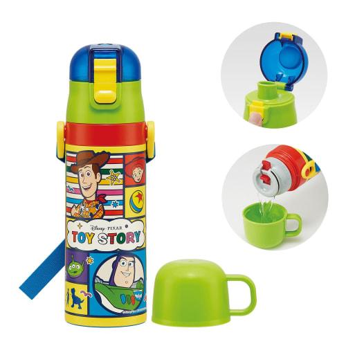 Skater Children's Water Bottle, 2-Way, 470ml (Direct Drinking) or 430ml (Cup Drinking), Disney Toy Story 25, Boys' Stainless Steel, Insulated, Lightwe