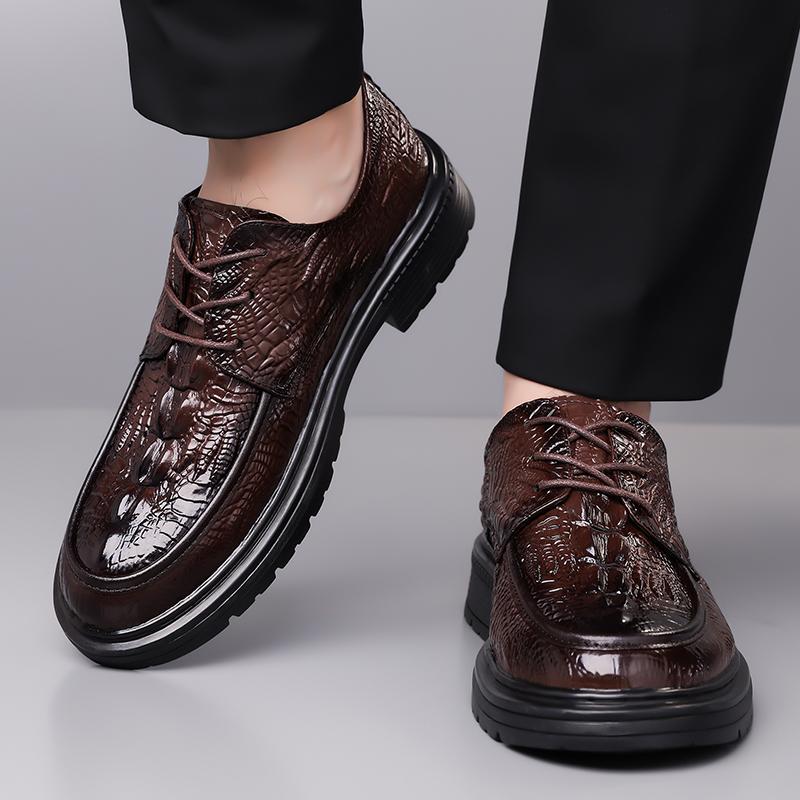 Fashion Brand Men's Top Layer Cowhide Leather Casual Shoes Fashionable Four Season Trendy Mens Oxford Shoes Business Office Formal Shoes