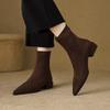 Fashionable versatile elastic boots women new autumn winter look slim back zipper bare boots pointed warm women short boots