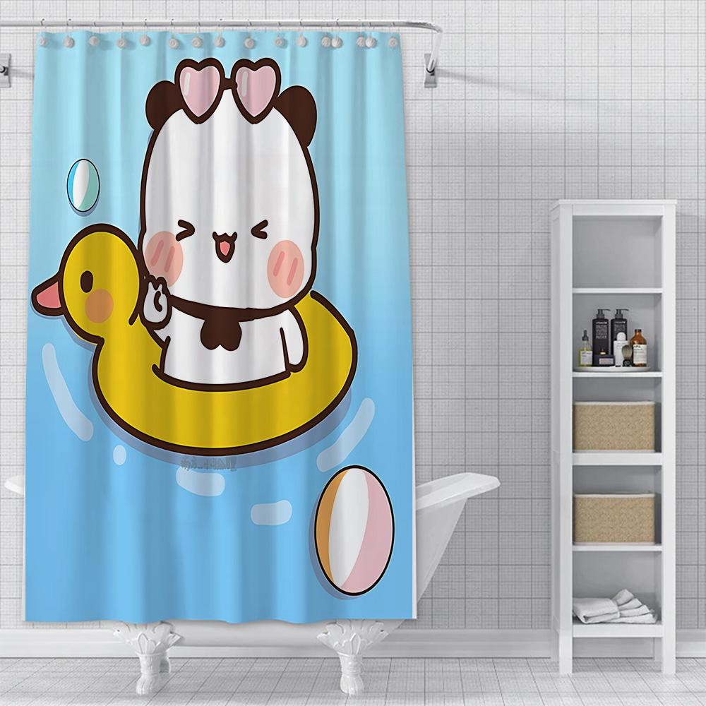 Shower Curtain Waterproof Polyester Fabric Paint Colorful Cartoon Q-Quarto B-Bubu Bath Curtains Home Bathroom Decor With Hook