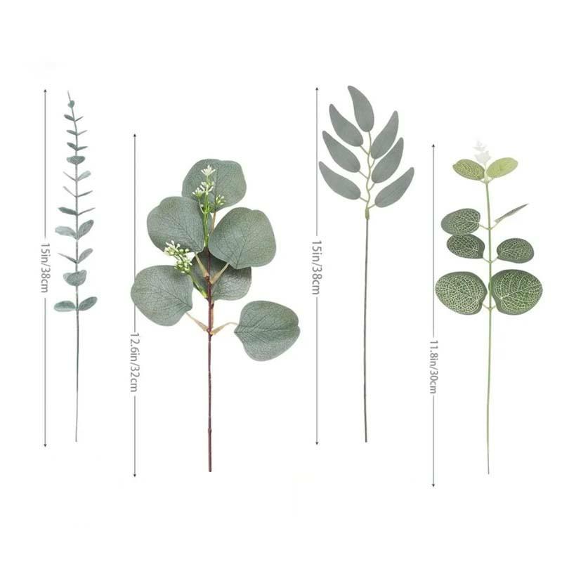 

100PCS Artificial Eucalyptus Leaves Spring Summer Decor for DIY Wedding Bouquet Vase Flower Arrangement for Home Desk.