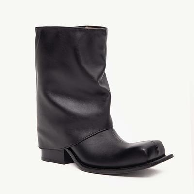 Fashion Brand Fashion Show Silver Black Women Short Boots 2025 Autumn Winter New Square Headed Thick Heels Lady Ankle Boots Size 34-44