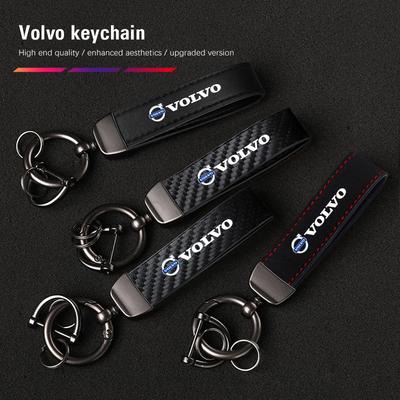 Porte-clés style fibre de carbone pour voiture Porte-clés en cuir microfibre Pour Xc60 Xc90 V40 V60 S60 V50 V90 S80 C40 XC40 V70 XC70 C30