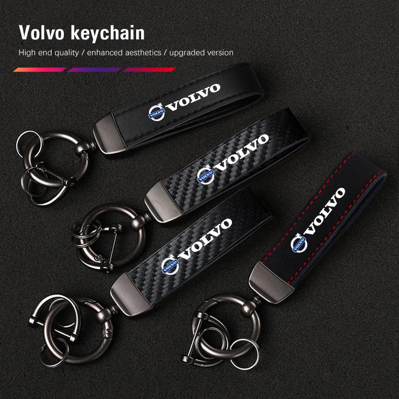 Car Carbon Fiber Style Keychain Microfiber Leather Key Chain For Volvo Xc60 Xc90 V40 V60 S60 V50 V90 S80 C40 XC40 V70 XC70 C30