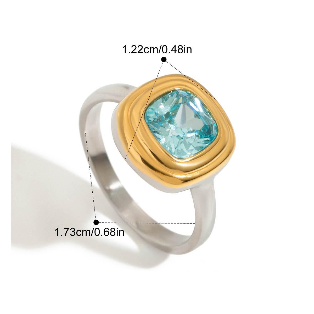 

Yori Stainless Steel Ribbed Square Cubic Zirconia Ring for All Occasion Minimalist Personalized Daily Fashion Jewelry 6 синий