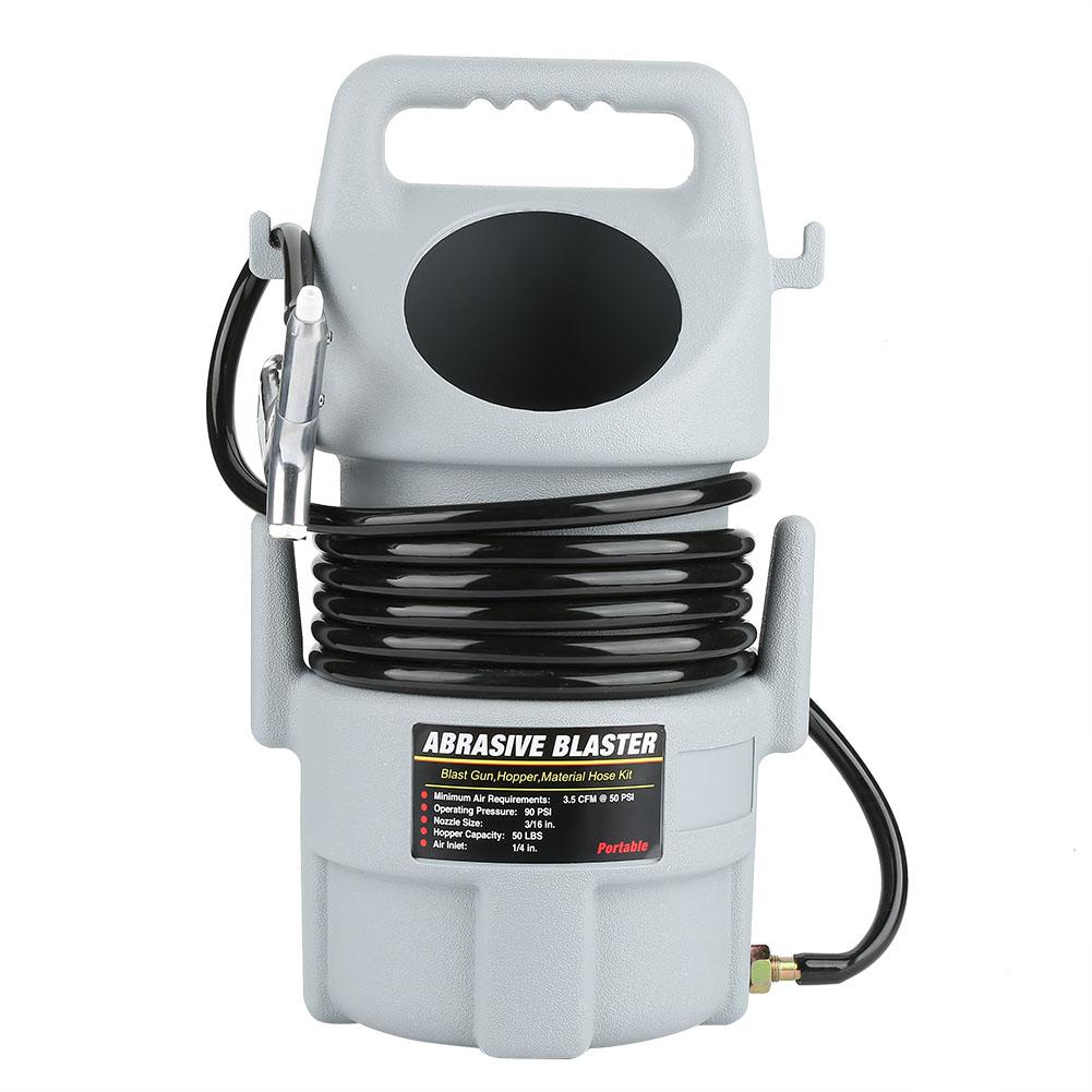 Portable Pneumatic Sand Blaster Kit Sandblasting Gun 15 Ft Hose & 50 Lb. Hopper