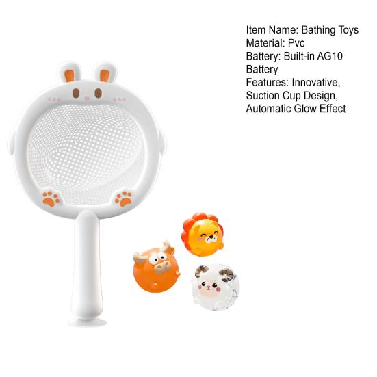 Glødende Dyr Badelekesett Uten Hull Lysende Badeleke Lysende Flytende Dyrkule Badekar Fiskespill Basketballkurv Leke for Barn