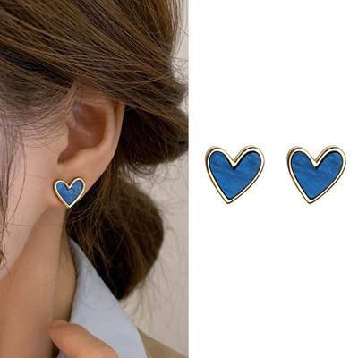 Delysia King  Blue  Love Earrings  Temperament Earrings Round Face Slim Fashion Earring