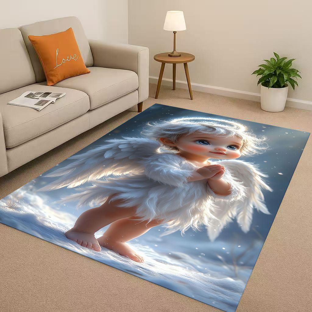 Luxury Baroque Angel Cupid Cartoon Living Room Non Slip Area Rug Soft Carpet for Bedroom Playroom Sofa ,Easy Clean Home Doormat 40cm x 60cm