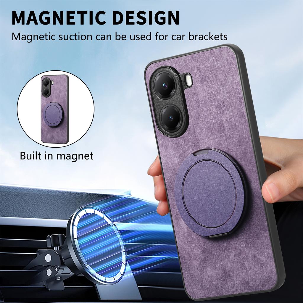 For Xiaomi Poco X7 Pro 5G/Xiaomi Redmi Turbo 4 5G Phone Case with Rotating Kickstand Stress Relief Retro Leather Back Cover