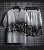 Men's Summer Waffle Ice Silk Two-Piece Casual Suit - Short-Sleeve T-Shirt & Shorts