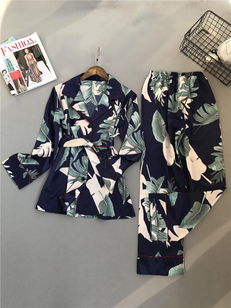 

Женский пижамный комплект Lisacmvpnel с принтом, вискозная ночная рубашка, длинный комплект из двух бумажных пакетов Mouw Broek XL синий