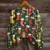Damemote Langermet Christmas Snowman Snowflake Print Jakke Cardigan